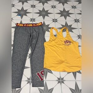 Victoria Secret Pink collegiate Iowa state collection leggings and tank top